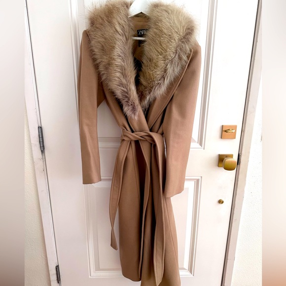 NEW w/o Tags Zara Long Wool Blend Coat Sz L - Picture 4 of 8
